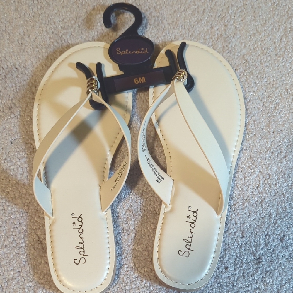 Splendid Cream Sandals with Gold Accents
